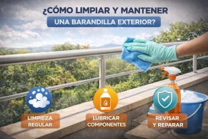 ¿Cómo limpiar y mantener una barandilla exterior?