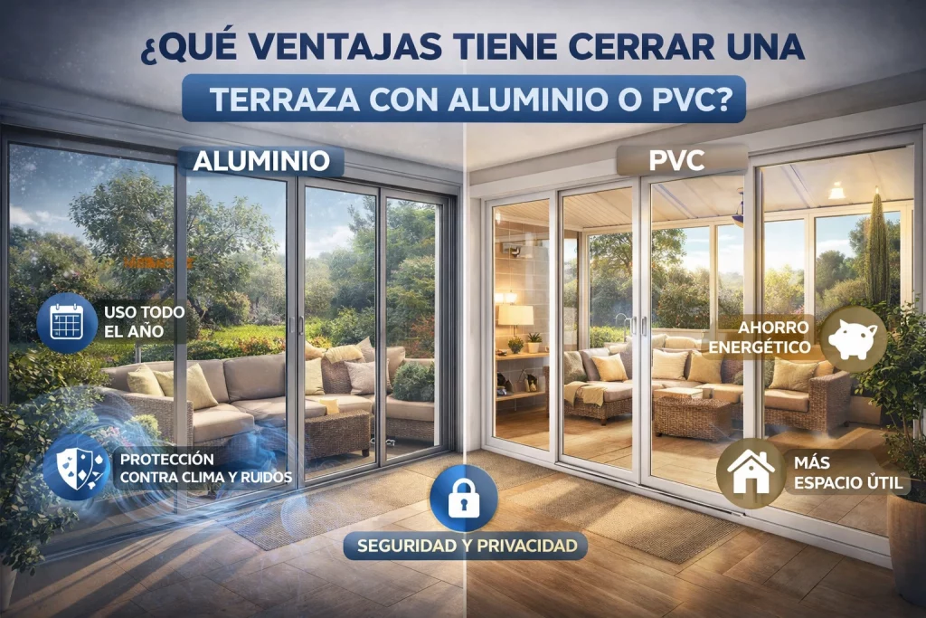¿Qué ventajas tiene cerrar una terraza con aluminio o PVC?
