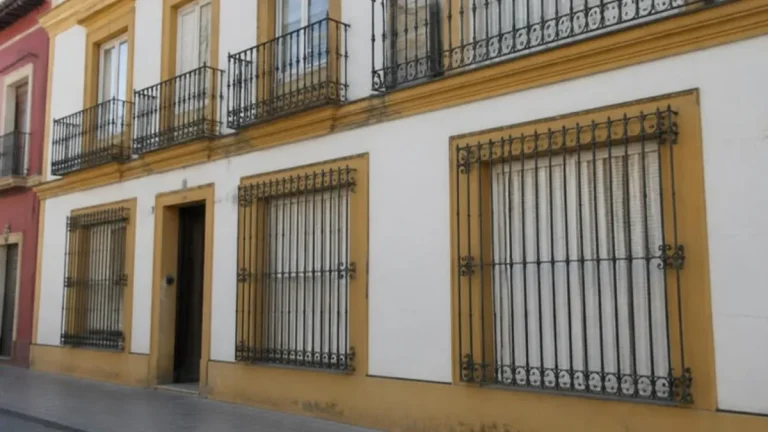 Rejas de hierro en las ventanas de la fachada de un edificio